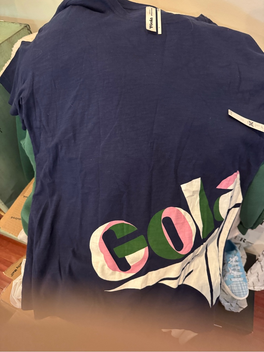 Gola women's Navy Short-Sleeve Tee with Pink, Green & White Logo